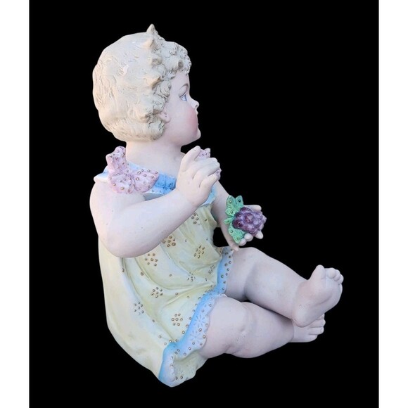 ANTIQUE GERMAN VICTORIAN CONTA BOEHME PIANO BABY GIRL DOLL BISQUE 9.25" FIGURINE - Picture 6 of 6